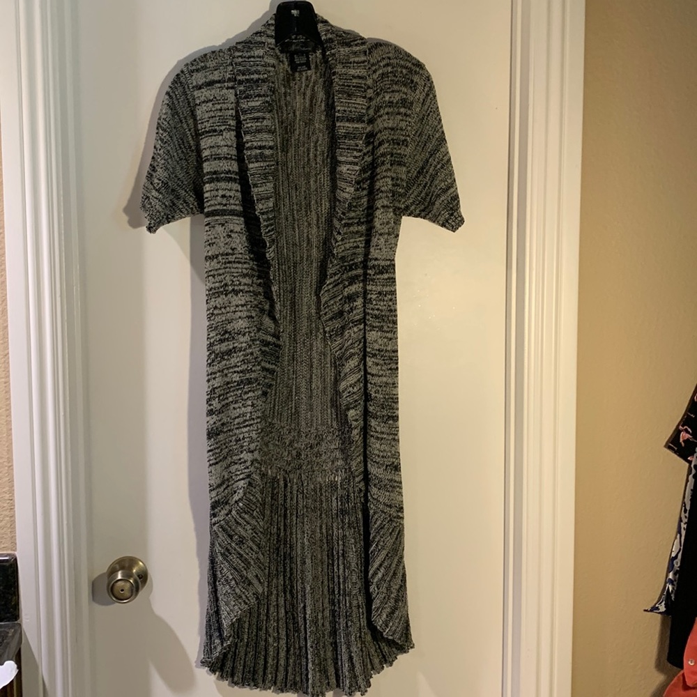 Summer long cardigan.  Black & White knit